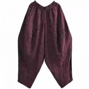 Designer Cotton Linen Jacquard Harem Pants
