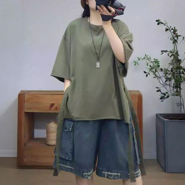 Loose-Fit Cotton Tassels Oversized T-shirt