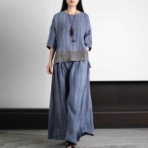 Bicolored Oversized Sand Wash Linen Blouse