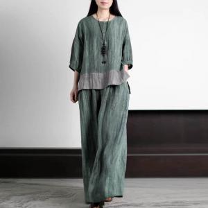 Bicolored Oversized Sand Wash Linen Blouse