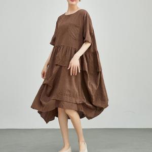 Large Size Short Sleeves Cotton Bubble Dress