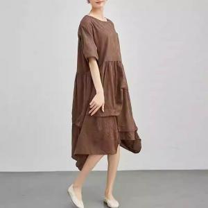 Large Size Short Sleeves Cotton Bubble Dress