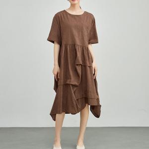 Large Size Short Sleeves Cotton Bubble Dress