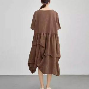 Large Size Short Sleeves Cotton Bubble Dress