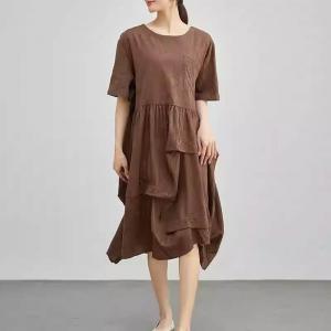 Large Size Short Sleeves Cotton Bubble Dress