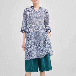 Blue Totem Organic Ramie Batik Tunic Blouse