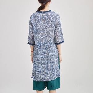 Blue Totem Organic Ramie Batik Tunic Blouse