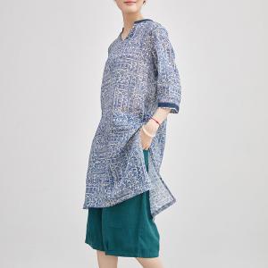 Blue Totem Organic Ramie Batik Tunic Blouse