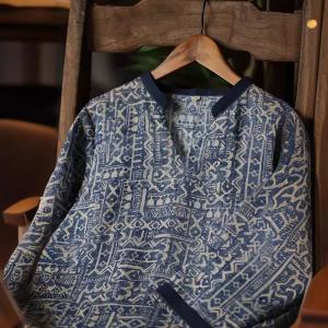 Blue Totem Organic Ramie Batik Tunic Blouse