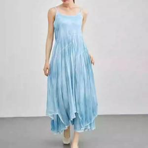 Beach Layering Asymmetrical Spray Dyeing Slip Dress