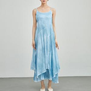 Beach Layering Asymmetrical Spray Dyeing Slip Dress