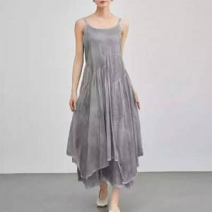 Beach Layering Asymmetrical Spray Dyeing Slip Dress