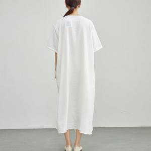 Hawaii Style Flouncing Cotton White Wrap Dress
