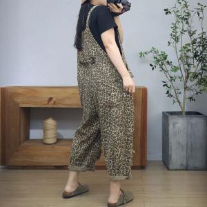 90s Fashion Cheetah Prints Ripped Overalls