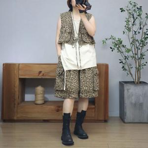 Cheetah Patterned Short Jacket with Wide Leg Shorts