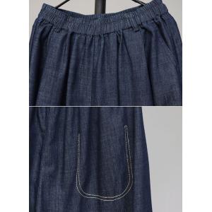Summer Elastic Waist Cotton Baggy Dark Wash Jeans
