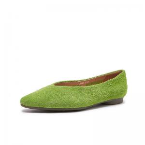 Pointed Toe Cowhide Suede Elegant Teacher Work Flats