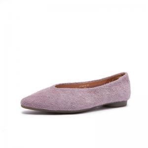 Pointed Toe Cowhide Suede Elegant Teacher Work Flats