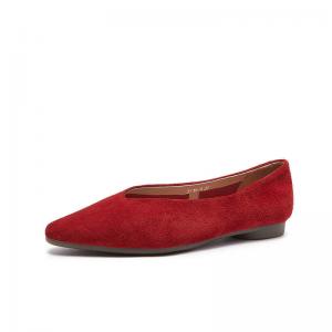 Pointed Toe Cowhide Suede Elegant Teacher Work Flats