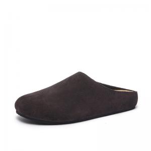 Casual Suede Leather Wide Toe Ladies Slippers