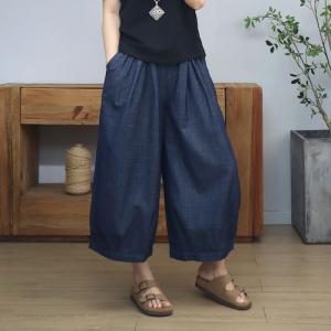 Elastic Waist Dark Wash Balloon Jeans