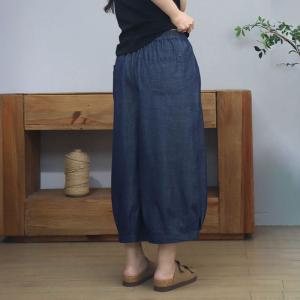 Elastic Waist Dark Wash Balloon Jeans