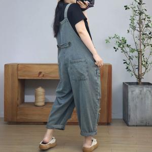 Front Big Pockets 90s Ripped Bib Overalls