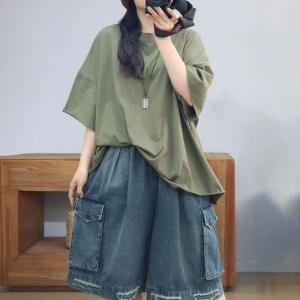 Half Sleeves Cotton Oversized Plain T-shirt