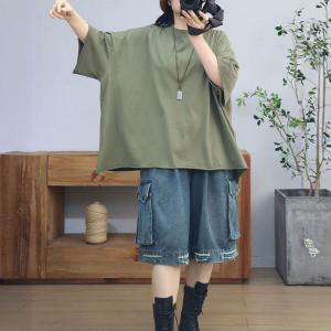 Half Sleeves Cotton Oversized Plain T-shirt
