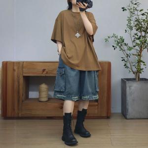 Solid Colors Midi Cotton Casual T-shirt