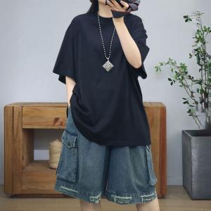 Solid Colors Midi Cotton Casual T-shirt