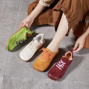 90s Fashion Pop Color Suede Flat Sneakers