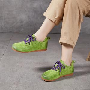 90s Fashion Pop Color Suede Flat Sneakers