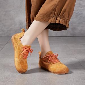 90s Fashion Pop Color Suede Flat Sneakers