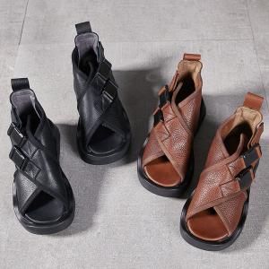 Grunge Style Peep Toe Buckle Platform Shoes