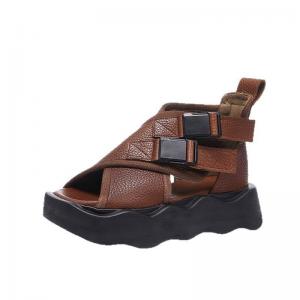 Grunge Style Peep Toe Buckle Platform Shoes