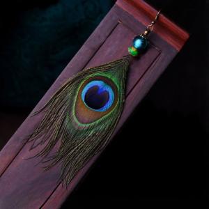 Designer Peacock Feather Long Earrings