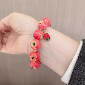 Cartoon Red Apple Beaded Bracelet Versatile Accessory Birthday Gift