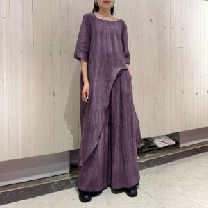 Square Neck Linen Asymmetrical Tunic with Wide Leg Pants