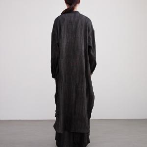 Organic Linen Long Sleeves Black Shirt Cardigan