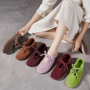 Suede Leather Bowknot Unisex Lolita Flats