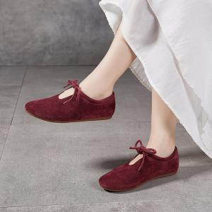 Suede Leather Bowknot Unisex Lolita Flats