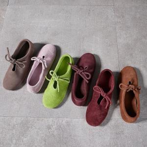 Suede Leather Bowknot Unisex Lolita Flats