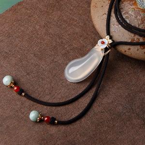 Long Melon Chalcedony Sweater Necklace