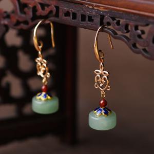 Ethnic Vintage Aventurine Qipao Earrings