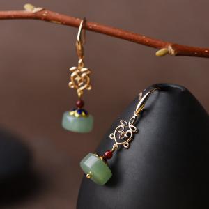 Ethnic Vintage Aventurine Qipao Earrings