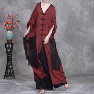 Chinese Frog Buttons Silk Patchwork Ethnic Cardigan