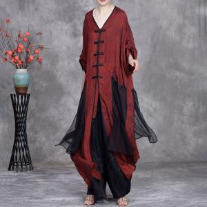 Chinese Frog Buttons Silk Patchwork Ethnic Cardigan