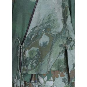 Chinese Painting Wrap Blouse with Silky Wide Leg Pants