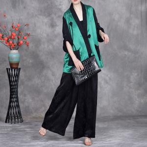 Stereo Applique Acetate Green Blouse Cardigan